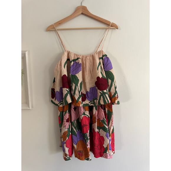 FARM RIO Tiered Floral Mini Dress Size Medium - Picture 3 of 8